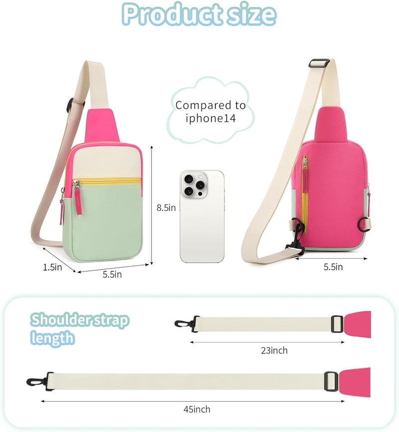 cotmcor Store Valentines Day Gifts for Kids: Fanny Pack Birthday Gift for 8 9 10 11 12 Year Old Teen Girls Trendy Stuff, Preppy Colorblock Crossbody Bag Adjustable Sling Belt Bags Purse for Travel Outdoor - Image 5